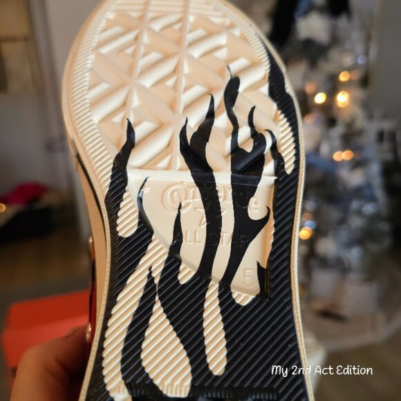 All Star Converse NIB Lo Chucks with Flames Size Mens 5 Womens 7 - Picture 10 of 14